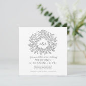 Faire-part Mariage en direct avec feuilles grises blanches en (Debout devant)