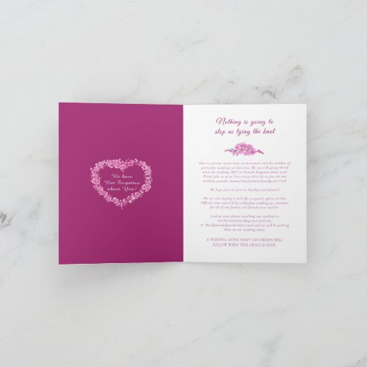 Faire-part Mariage en direct streaming cœur de ne m'oubliez p (Intérieur)