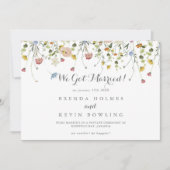 Faire-part Mariage en fuite calligraphié avec des fleurs sauv (Devant)