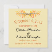 Faire-part Mariage Enregistrer La Date Minimal Rustique Feuil (Dos)