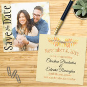 Faire-part Mariage Enregistrer La Date Minimal Rustique Feuil