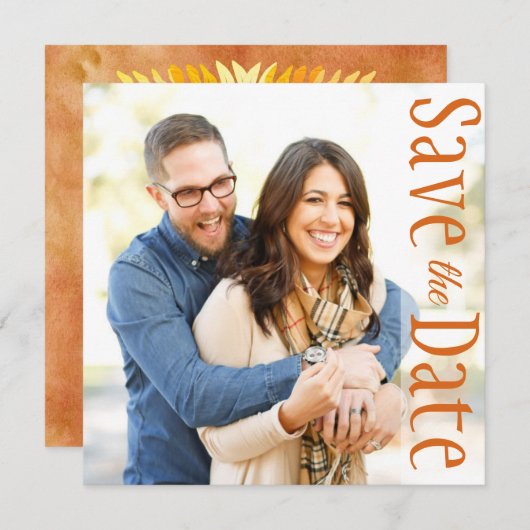 Faire-part Mariage Enregistrer La Date Minimale Photo Rustiqu (Devant / Derrière)