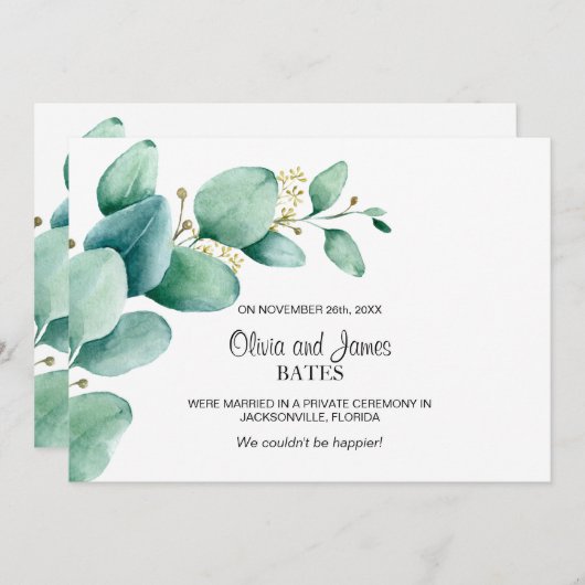 Faire-part Mariage Eucalyptus (Devant / Derrière)