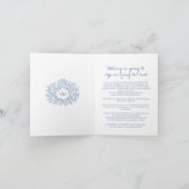 Faire-part Mariage feuilles blanches et bleues monogramme en  (Intérieur)
