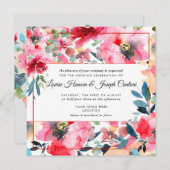 Faire-part Mariage Fleurs de Printemps Aquarelle (Devant / Derrière)