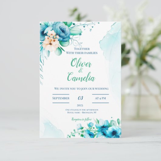 Faire-part Mariage floral (Debout devant)