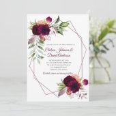 Faire-part Mariage Floral Bohème Romantique Géométrique (Debout devant)