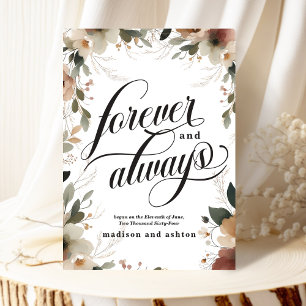 Faire-part Mariage floral Forever & Always Script Cottagecore