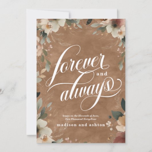 Faire-part Mariage floral Forever & Always Terracotta (Devant)