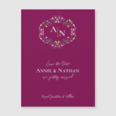 Faire-part Mariage floral monogramme rouge complex (Devant)