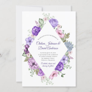 Faire-part Mariage floral ultra violet rose pourpre verdure