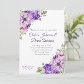 Faire-part Mariage floral ultra violet rose pourpre verdure (Debout devant)