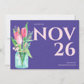 Faire-part Mariage floral violet et blanc Enregistrer la date (Devant)