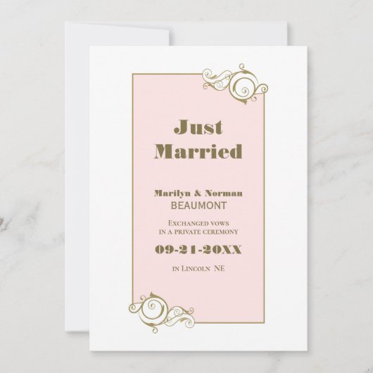 Faire-part Mariage Gold Frame Rose (Devant)