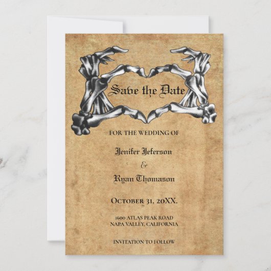 Faire-part Mariage gothique halloween enregistrer la date inv (Devant)