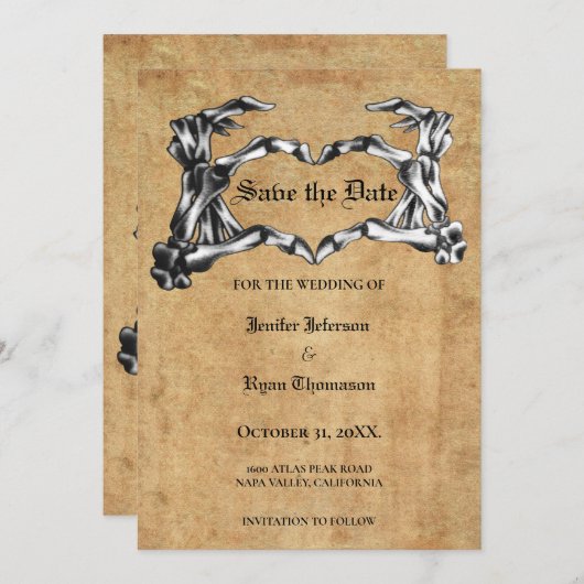 Faire-part Mariage gothique halloween enregistrer la date inv (Devant / Derrière)