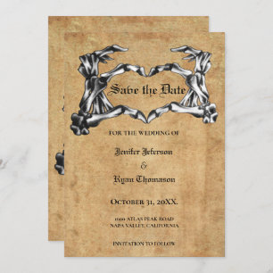 Faire-part Mariage gothique halloween enregistrer la date inv