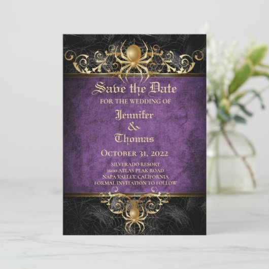 Faire-part Mariage gothique halloween enregistrer la date inv (Debout devant)