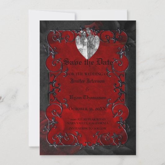 Faire-part Mariage gothique halloween enregistrer la date inv (Devant)