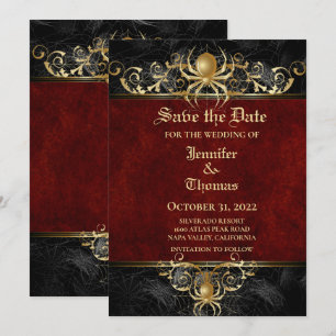 Faire-part Mariage gothique halloween enregistrer la date inv