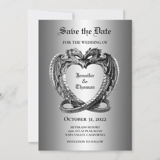 Faire-part Mariage gothique halloween enregistrer la date inv (Devant)