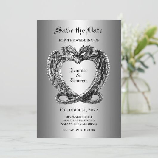 Faire-part Mariage gothique halloween enregistrer la date inv (Debout devant)