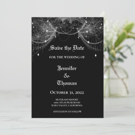 Faire-part Mariage gothique halloween enregistrer la date inv (Debout devant)