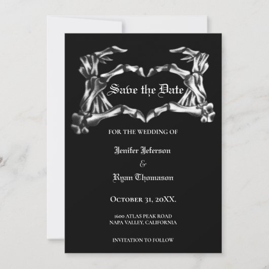 Faire-part Mariage gothique halloween enregistrer la date inv (Devant)