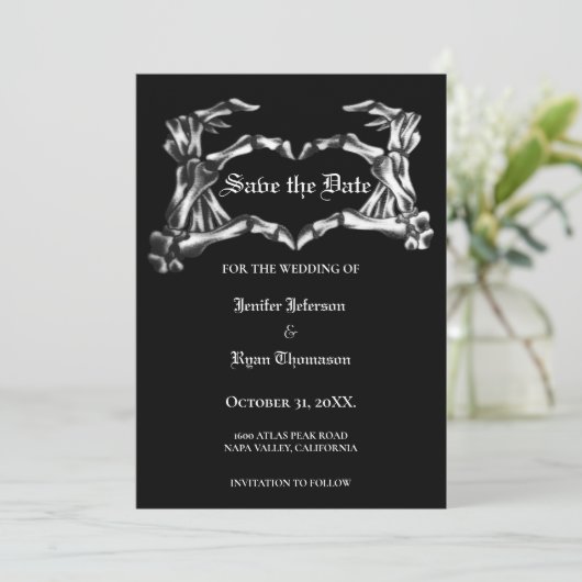 Faire-part Mariage gothique halloween enregistrer la date inv (Debout devant)