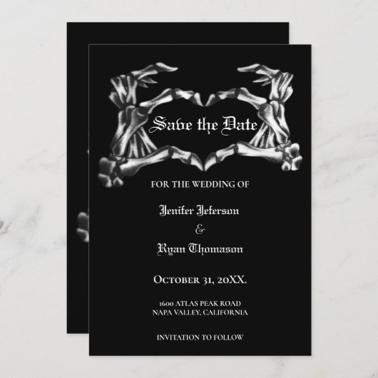 Faire-part Mariage gothique halloween enregistrer la date inv (Devant / Derrière)