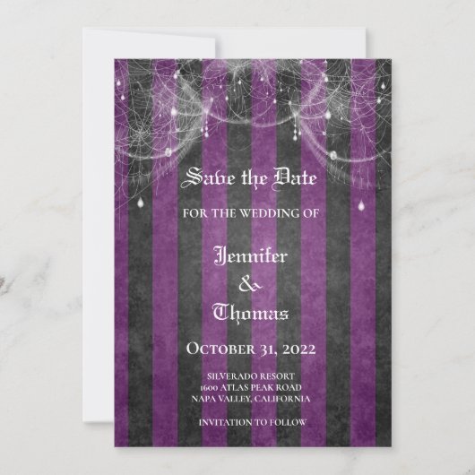 Faire-part Mariage gothique halloween enregistrer la date inv (Devant)