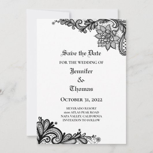 Faire-part Mariage gothique halloween enregistrer la date inv (Devant)