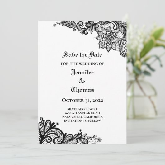 Faire-part Mariage gothique halloween enregistrer la date inv (Debout devant)