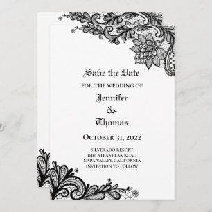Faire-part Mariage gothique halloween enregistrer la date inv