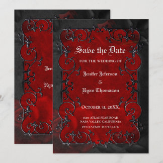 Faire-part Mariage gothique halloween enregistrer la date inv