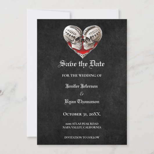 Faire-part Mariage gothique halloween enregistrer la date inv (Devant)