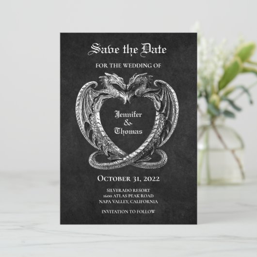 Faire-part Mariage gothique halloween enregistrer la date inv (Debout devant)