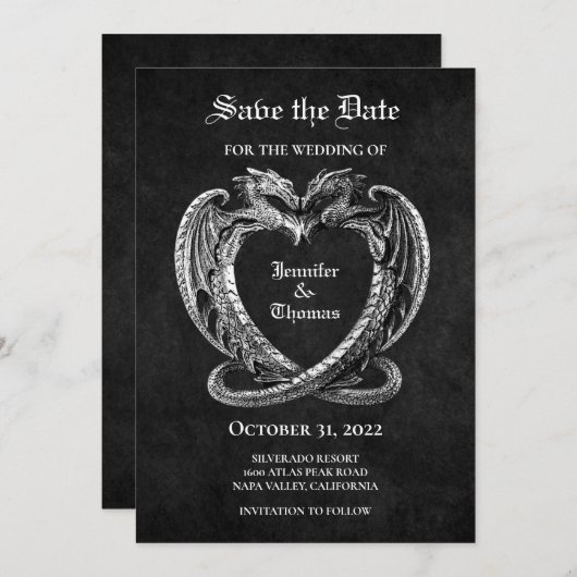 Faire-part Mariage gothique halloween enregistrer la date inv (Devant / Derrière)