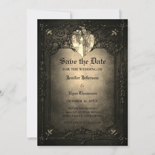 Faire-part Mariage gothique halloween enregistrer la date inv (Devant)