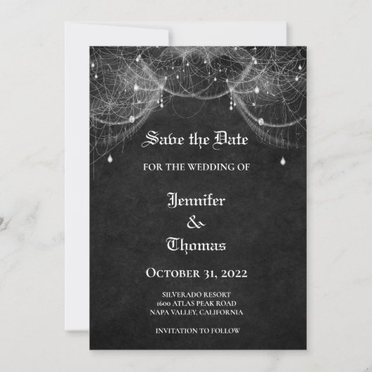 Faire-part Mariage gothique halloween enregistrer la date inv (Devant)