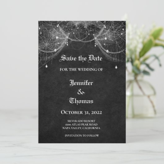 Faire-part Mariage gothique halloween enregistrer la date inv (Debout devant)