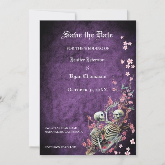 Faire-part Mariage gothique halloween enregistrer la date inv (Devant)