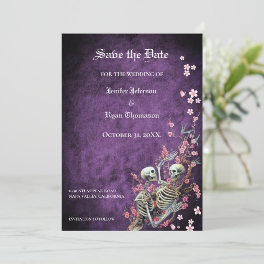 Faire-part Mariage gothique halloween enregistrer la date inv (Debout devant)