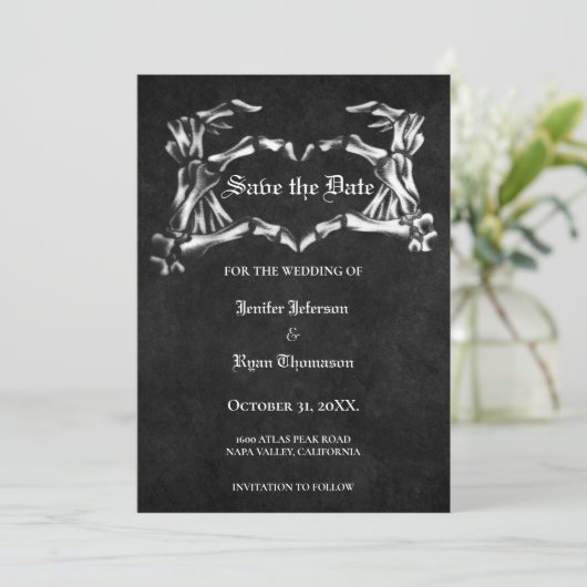 Faire-part Mariage gothique halloween enregistrer la date inv (Debout devant)