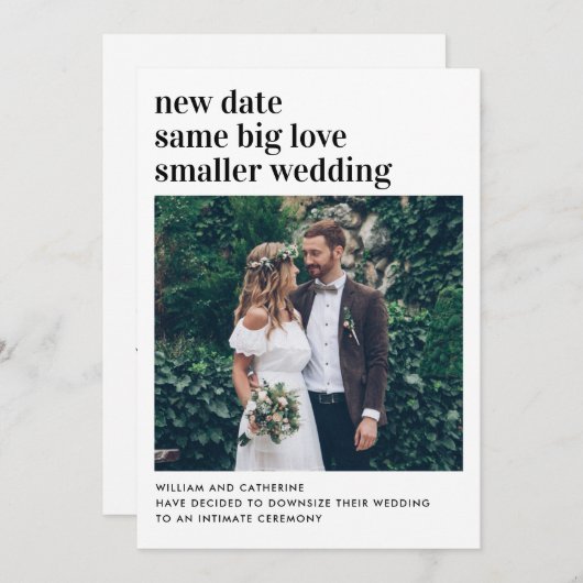 Faire-part Mariage Intime Nouvelle Date Même Amour Photo Rédu (Devant / Derrière)