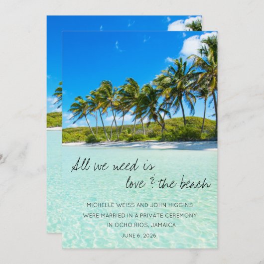 Faire-part Mariage Jamaïque Destination Elopement (Devant / Derrière)