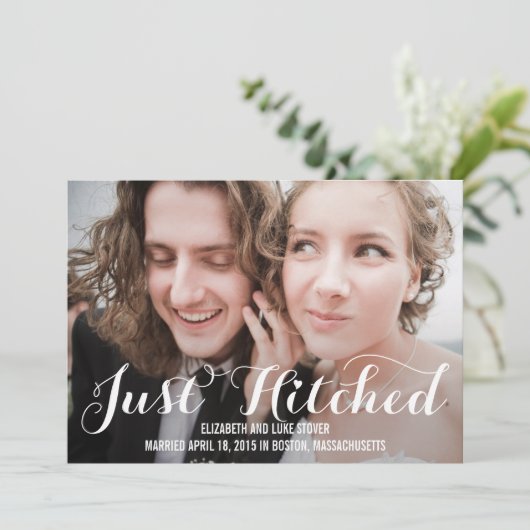 Faire-part Mariage juste haché - Blanc (Debout devant)