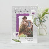 Faire-part Mariage Lily Calla blanche et violette Enregistrer (Debout devant)