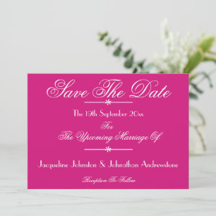 Faire-part Mariage Magenta Détails de Script Blanc Sauvegarde