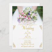 Faire-part Mariage - mariée avec bouquet mariage coloré (Devant / Derrière)